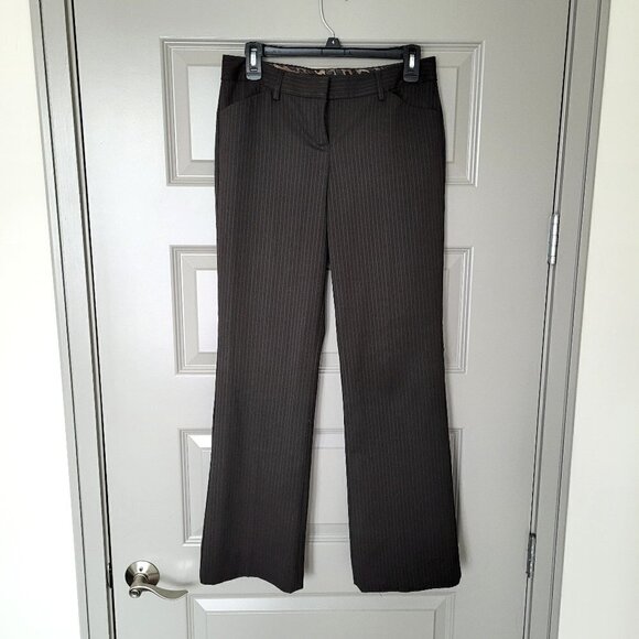 Express Design Studio Editor Bootcut Dress Brown Pinstriped Flare Leg Pants - Picture 1 of 5